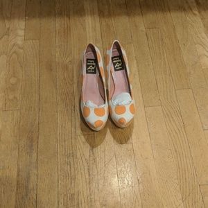 Orange polkadot canvas shoes